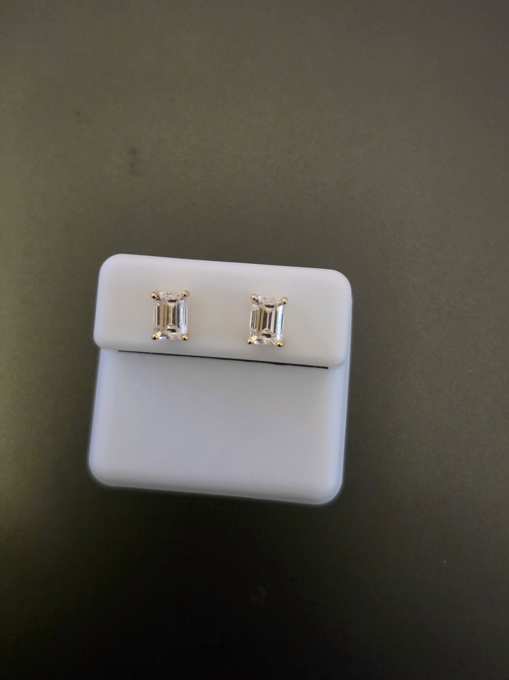 18k Gold Over Sterling Silver Emerald-Cut Cubic Zirconia Stud Earring Screw Back